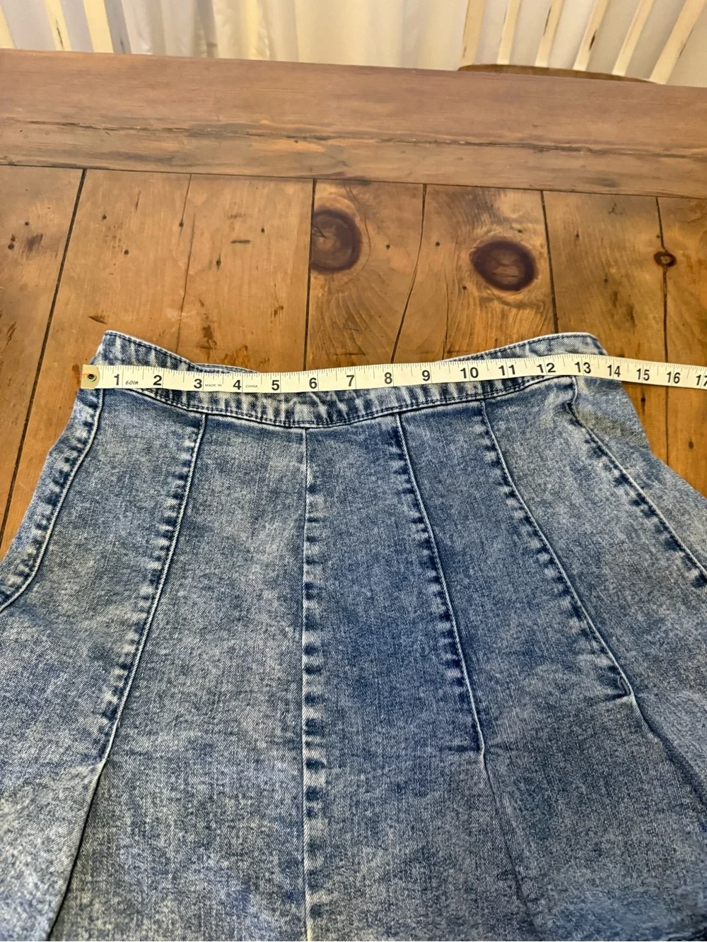 No Boundaries Acid Wash Denim Skater Skirt Size 11 Mini Flared Y2K Retro